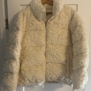 GOLF WANG-GRAND LOGO FUR DOWN JACKET-WHITE/IVORY.